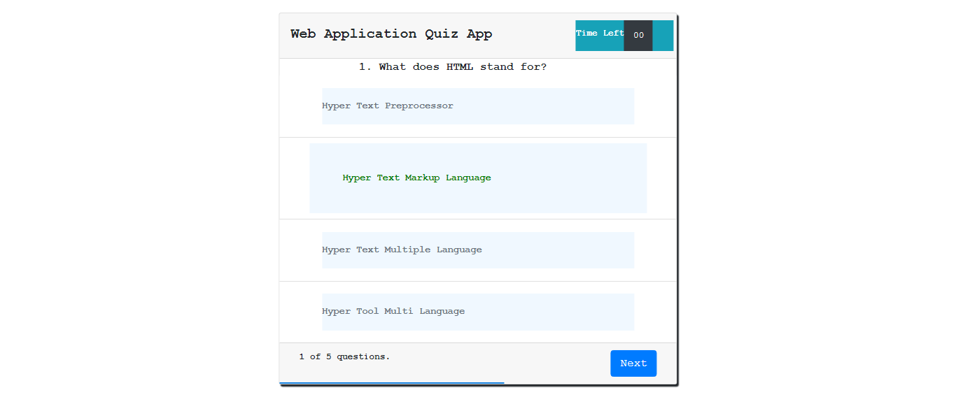 advanced time based quiz app sample